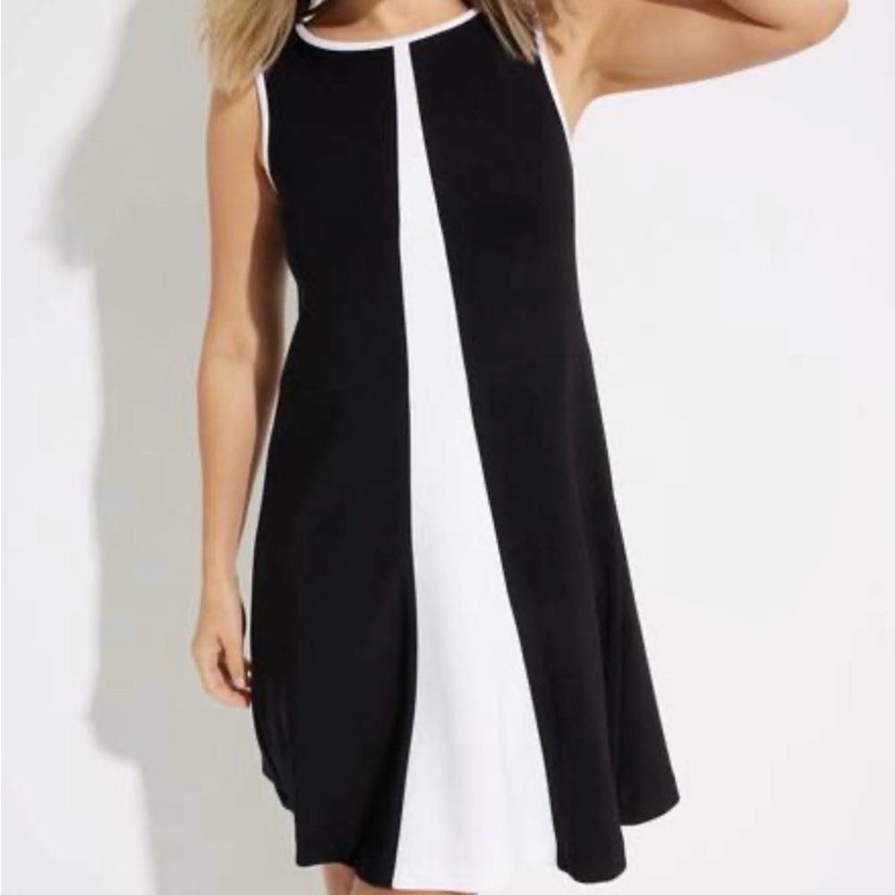 Joseph Ribkoff Black & White Colorblock Fit & Flare Dress Sleeveless Size 10